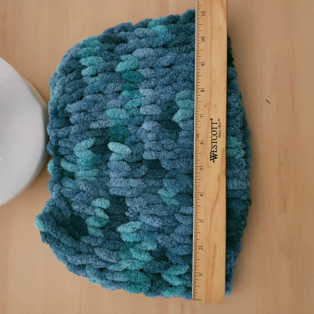 Women's New Handmade Chunky Crochet Soft Fluffy Blue Cat Ears Beanie One Size